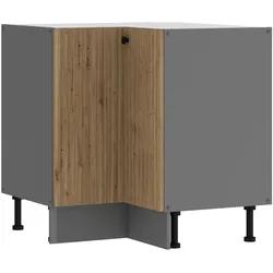 Küche AVA Artisan Eckunterschrank 90X90 cm Lamellenoptik Küchenzeile Einbauküche