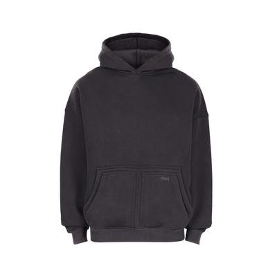 Kapuzenpullover DROPSIZE "Dropsize RAW APPLICATION HOODI", Herren, Gr. L, grau (acid schwarz washed), 70% Baumwolle, 30% Polyester, Rundhals, Pullover Kapuzenpullover