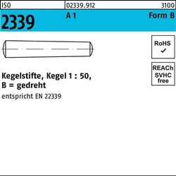 Kegelstift ISO 2339 gedreht 8x 40 A 1 Kegel 1:50 10 Stück