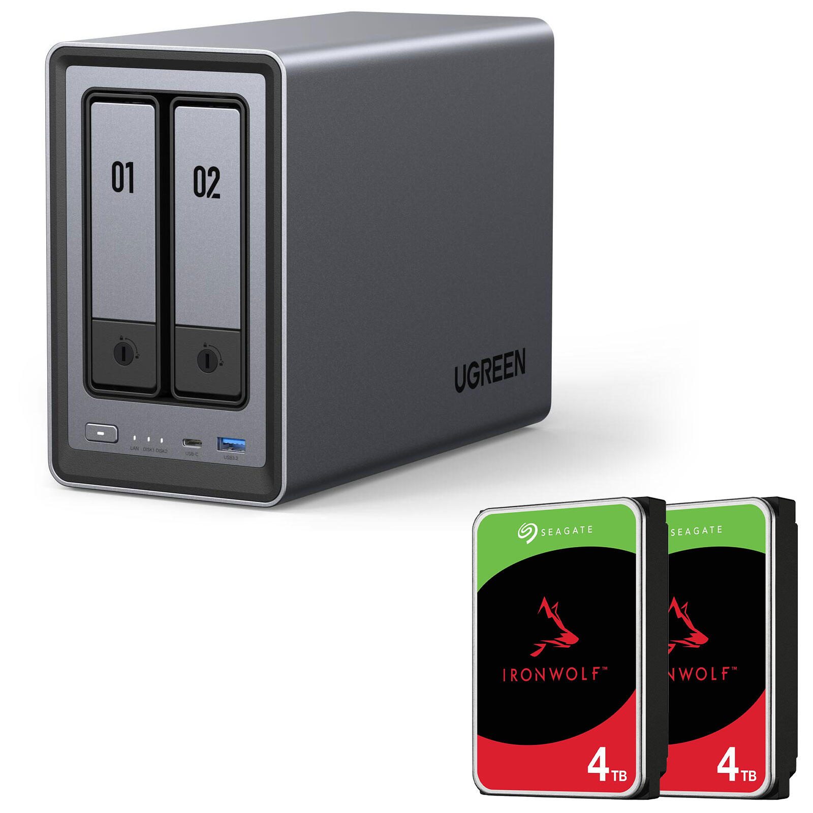 Ugreen NASync DXP2800 NAS System 2-Bay + SEAGATE Festplatte 8 TB (2 x 4 TB) 25369 & 2x ST4000VN006