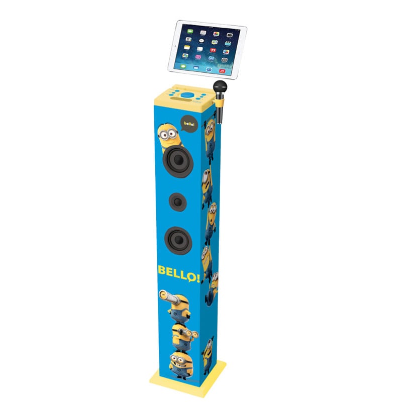Lexibook K8050DES Tower Karaoke Minions Bluetooth-luidspreker met 40 Watt RMS per kanaal en USB 2.0