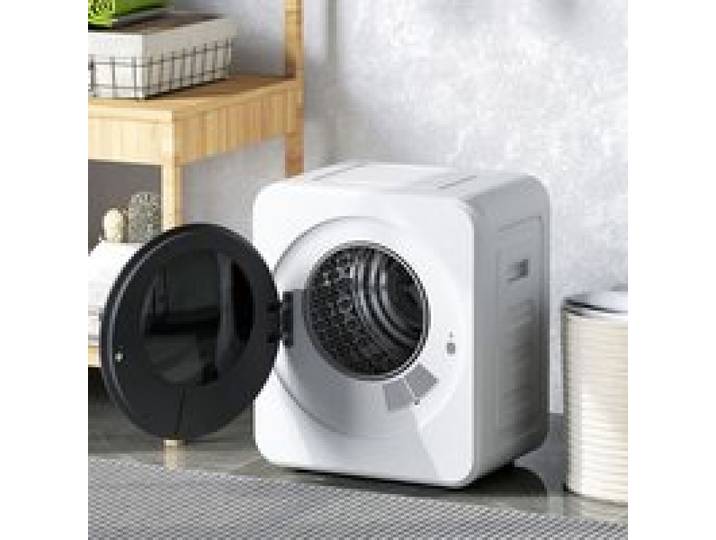 Mini sèche-linge portable 4 kg blanc écran LED 800 W chargement frontal jusqu’à 60 ℃ timer