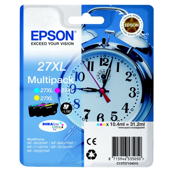 Epson Tinte Multip. 3x10.4ml Cyan Magenta Yellow 31,2 ml (C13T27154012)