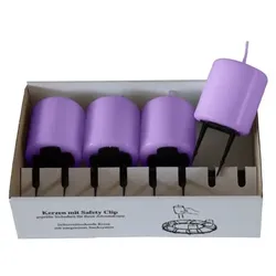Kopschitz Kerzen 4er Set Adventskerzen mit Safety Clip und Kerzenstecker (Haltekrallen) Veilchen Lila 6 x ? 5 cm