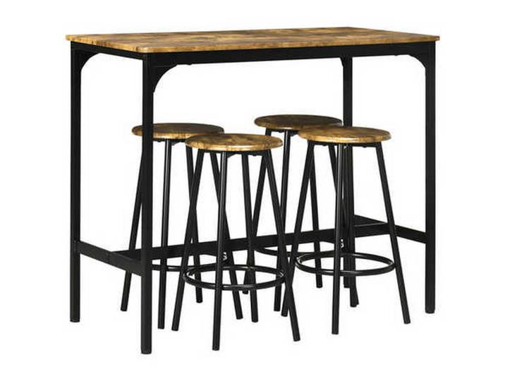 Homcom Bartisch mit Barhocker Set, 5-tlg. Bartisch-Set, Küchentisch mit 4 Barhocker, Braun, Kunststoff, 50x89.5x110 cm, Esszimmer, Barmöbel, Barschränke & Theken
