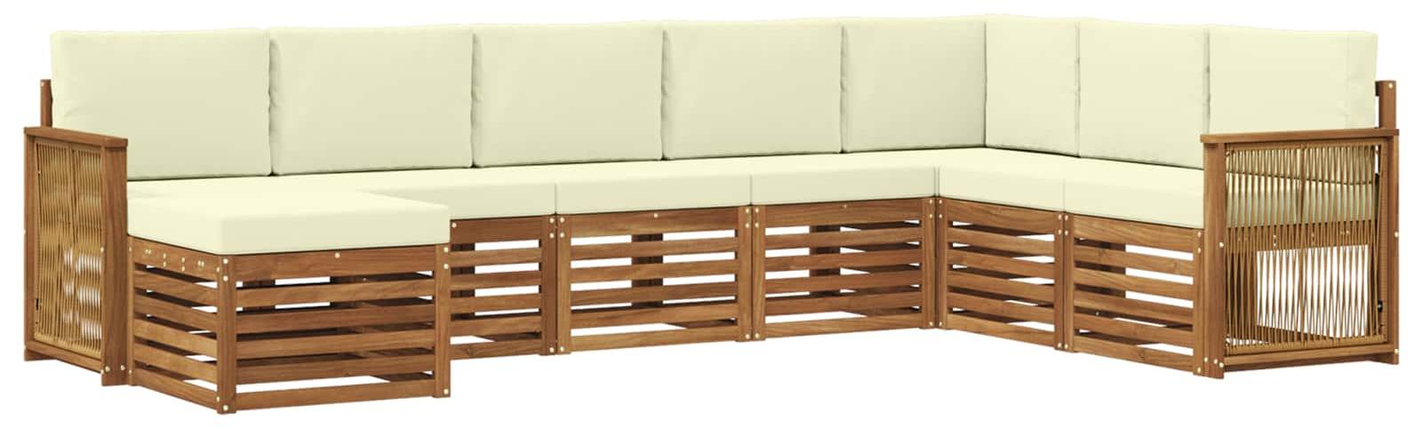 Outdoor-Sofagarnitur mit Kissen 6 pcs Natur und Creme