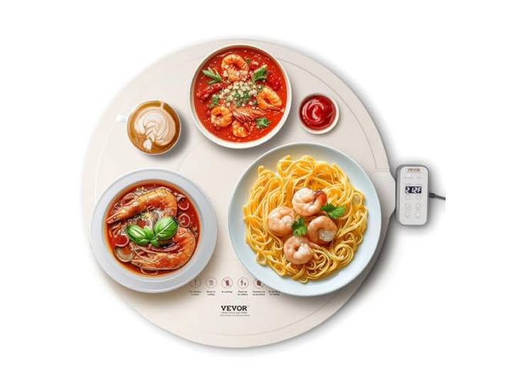 VEVOR Chauffe Plat Électrique en Silicone Enroulable et Portable\, Plateau Chauffant pour Buffet 60 cm\, Tapis Chauffant Alimentaire avec 4 Réglages de Température\, Arrêt Automatique\, pour Restaurant