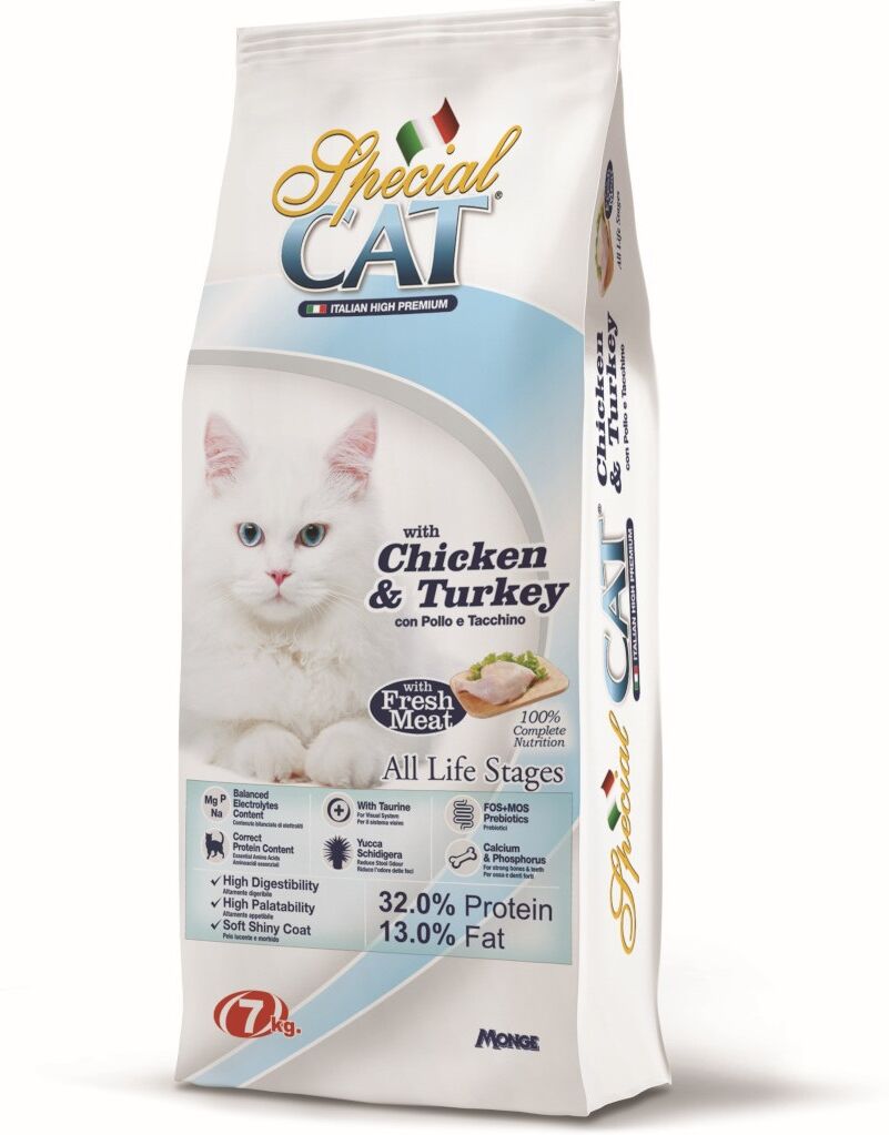 7 kg Monge Special Cat Alimento Completo e Bilanciato Cibo Secco Crocchette Croccantini per Gatti Adulti di Tutte le Età con Pollo e Tacchino