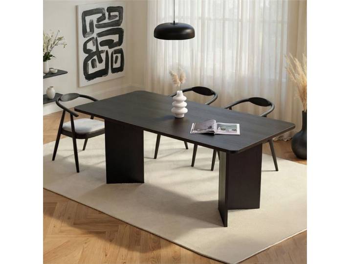 Table Fixe Noleme Dmora en Bois Nobilité Noir Frêne 180x90x75h cm