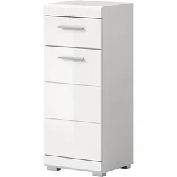 BADKOMMODE weiß Hochglanz 37 x 88 cm, Badschrank mit Vollauszug