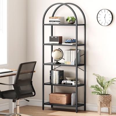 Garvee 5-Tier Arched Bookcase with Metal Frame - Modern Display Shelf, Etagere Storage Organizer