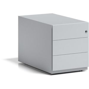 Bisley Rollcontainer Note, aus Metall, lichtgrau, mit 3 Schubladen, 77,5cm tief, abschließbar