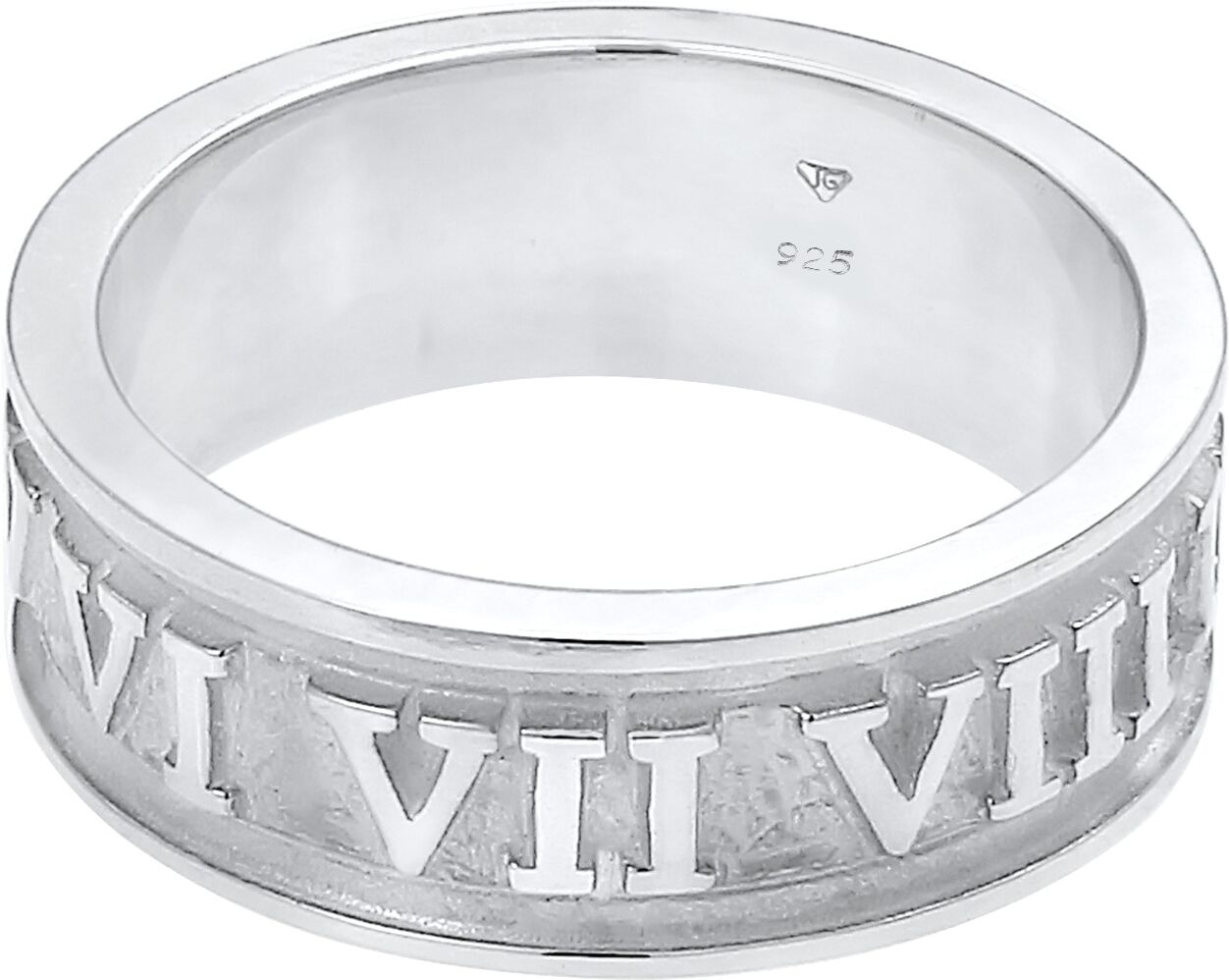 Silberring KUZZOI "Ring Herren Bandring Römische Zahlen 925 Silber" Gr. 56, silber, Fingerringe, Herren, 56, Silber 925 (Sterlingsilber), Silberring