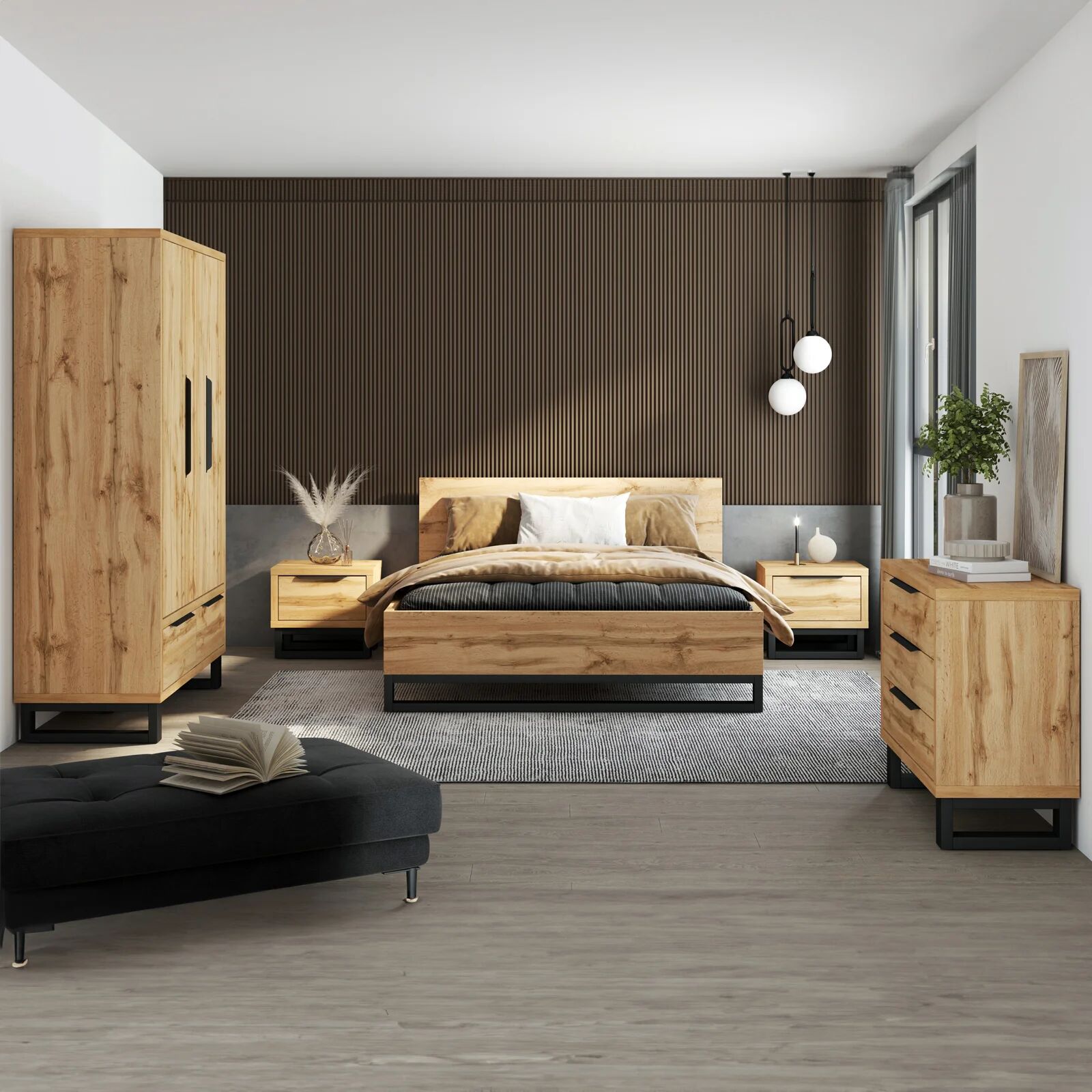 garneroarredamenti Comodino 55x49h cm 1 cassetto rovere Petra