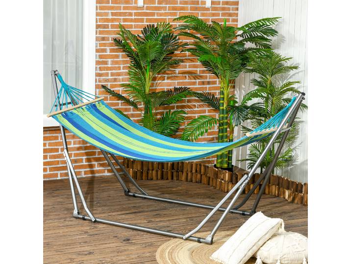 Outsunny Hamac Pliable Coton Acier 270x100x94cm