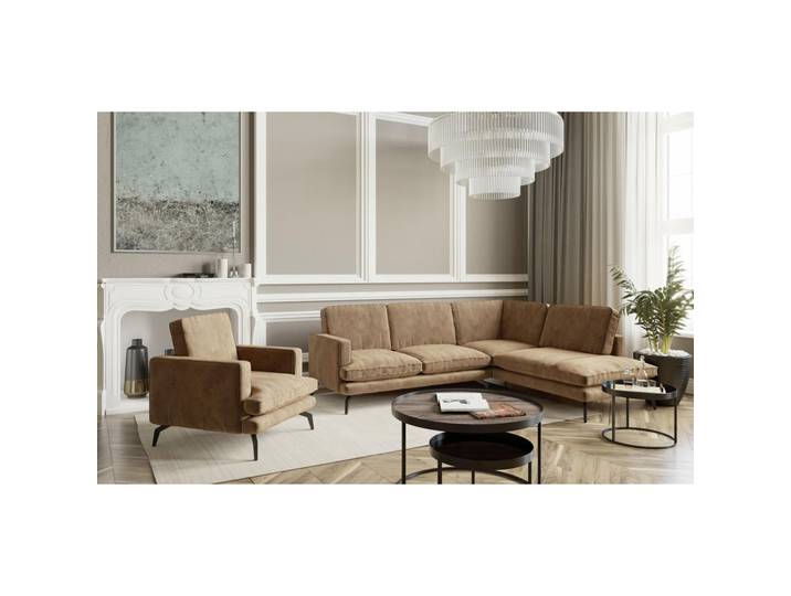 Livetastic Sitzgarnitur, Braun, Metall, Füllung: Daunen, Silikon, 250x202 cm, Made in EU, planbar, Rücken echt, individuell planbar, Wohnzimmer, Sofas & Couches, Sitzgarnituren