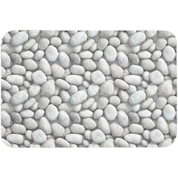 BADEMATTE Steine - Grau - Oval Badvorleger 90x60 cm
