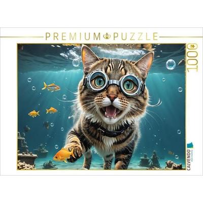 CALVENDO Puzzle Hungriger Stubentiger auf der Jagd nach Fischen | 1000 Teile Lege-Größe 64x48cm Foto-Puzzle für glückliche Stunden, Sonstige von ,