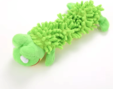 Inspire Picks Animal Shape Plush Dog Toy Squeaky Chew & Teeth Cleaning Toy For Small Breed Puppies green Frog as The Pictures