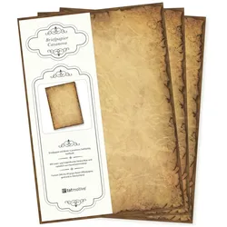 TATMOTIVE Altes Briefpapier CASANOVA 250 Blatt Papier beidseitig A4 alt vintage retro Mittelalter antik nostalgisch