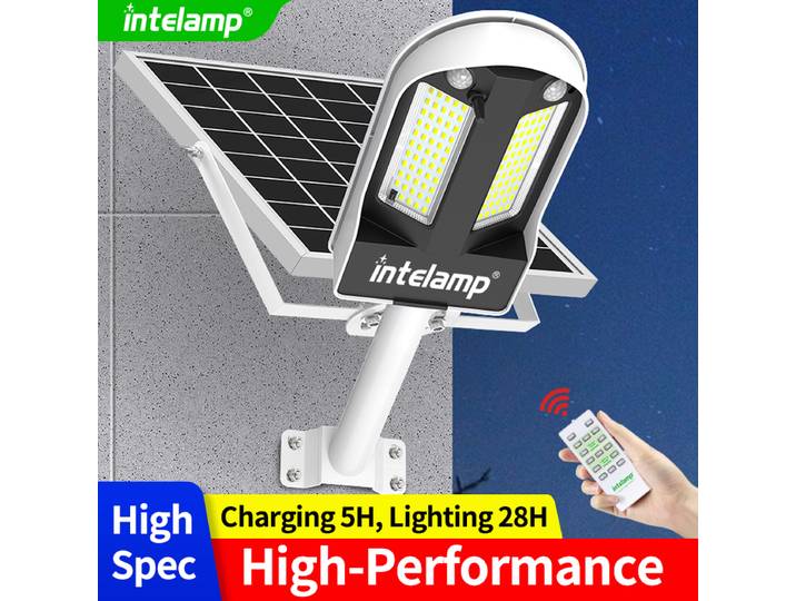 Lampes solaires de sécurité extérieures Intelamp haute performance 12500mAh, deux éclairages à 180° ° Lampes solaires à détecteur de mouvement, étanches, pour l'extérieur, le jardin, la cour, le