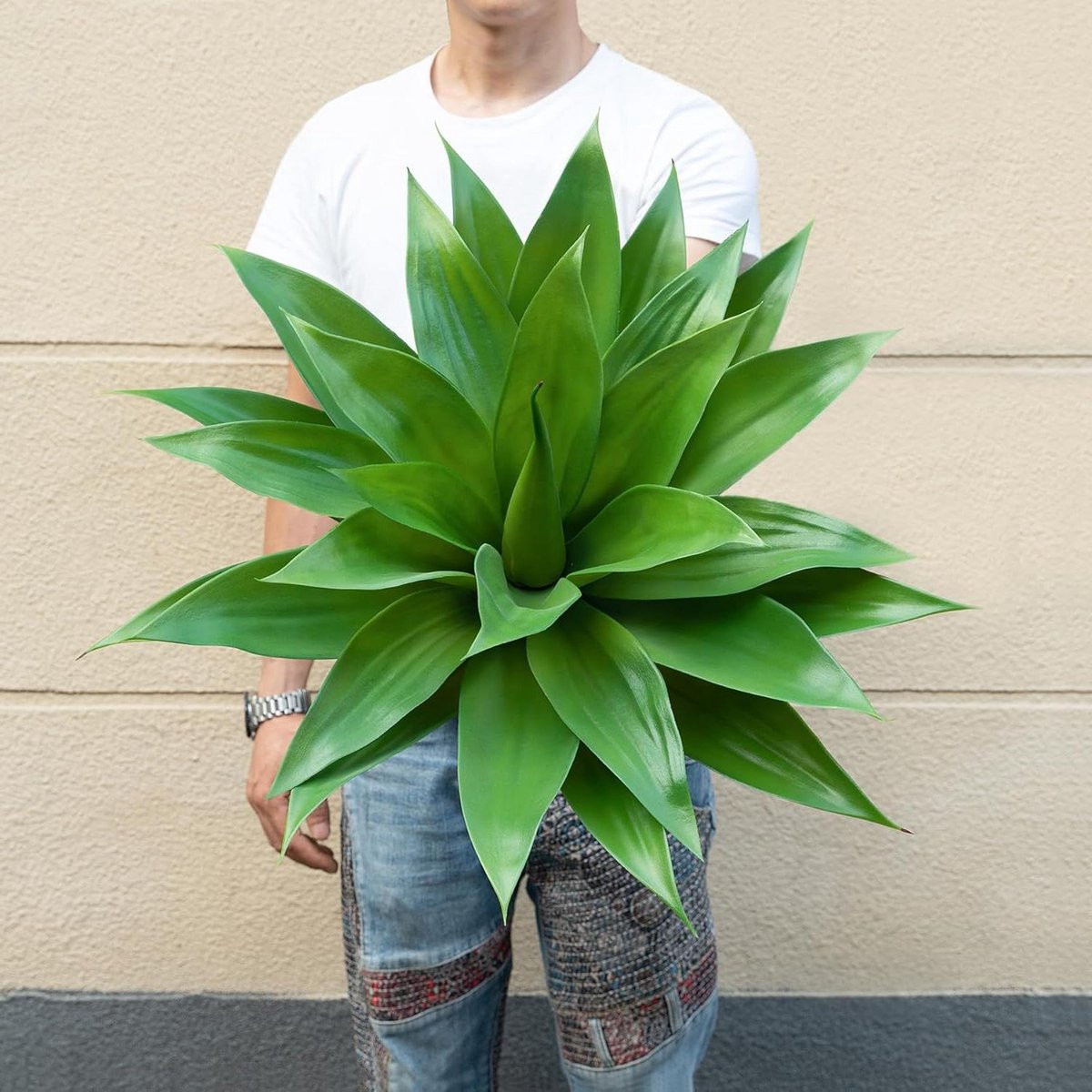 Kunst Agave Plant Groen - Decoratieve Nep Vetplant met UV-bestendige Bladeren - Hoogte: 71 cm