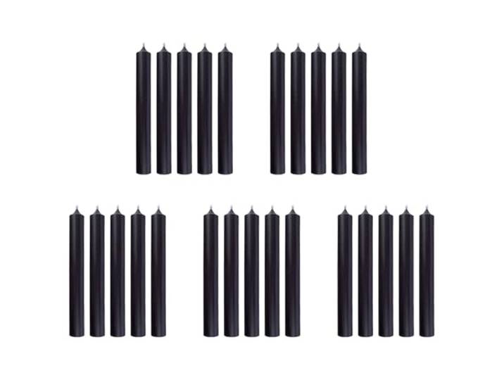 BUTLERS 25er Set Stabkerzen - RAINBOW - Tafelkerzen Farbe Schwarz - ø2.2 x H18 cm - Spitzkerzen für Tischdekorationen - Leuchterkerzen für Feste