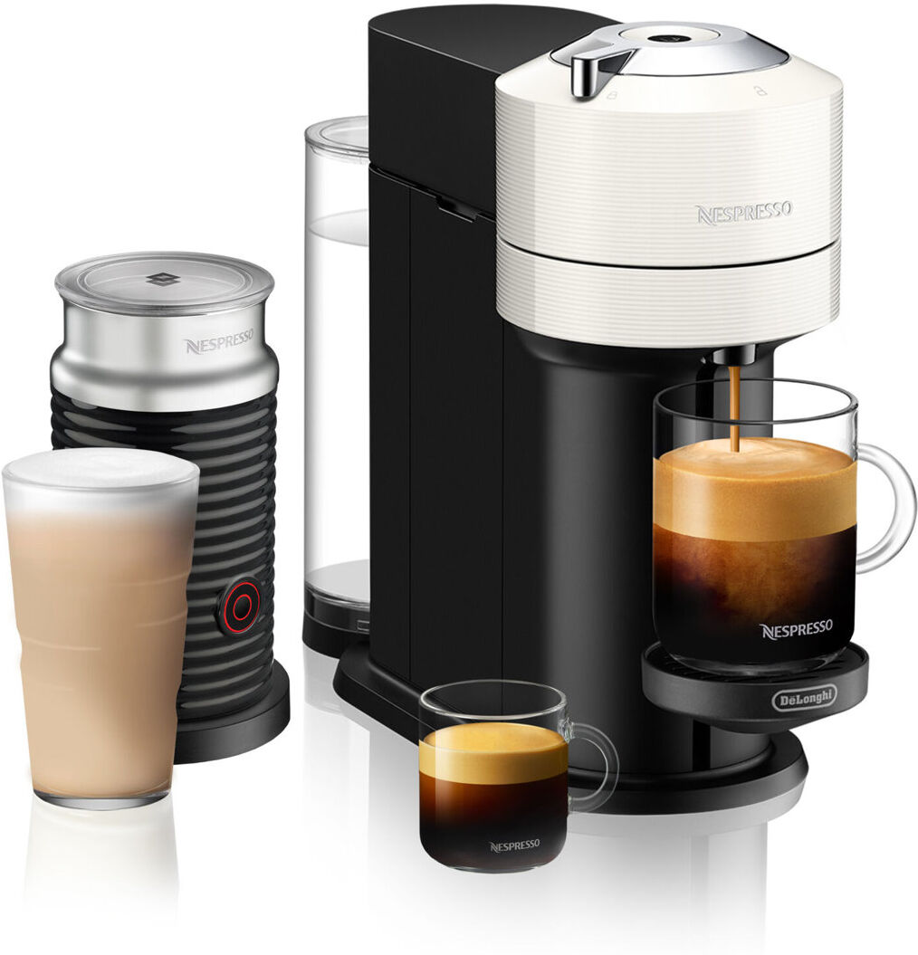Nespresso Vertuo Next Coffee Pod Machine with Aeroccino Milk Frother by De'Longhi White/Black