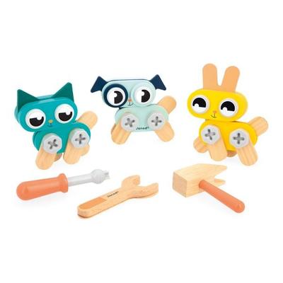 Holz-Bauset mit Hund, Katze & Hase – Konstruktionsspiel ab 3 Jahren