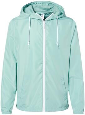 Independent Trading Co. EXP54LWZ Men's Lightweight Windbreaker Full-Zip Jacket in Aqua/White Zipper size XL   Polyester
