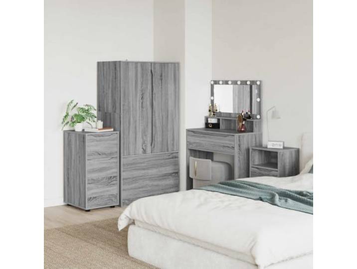 HPUYRFG Aufbewahrungsschrank 40 x 48 x 81 cm Holzwerkstoff Sonoma-Grau Schubladen mit Kugellager, höhenverstellbar, Brötchenfüße, pflegeleichte Oberfläche