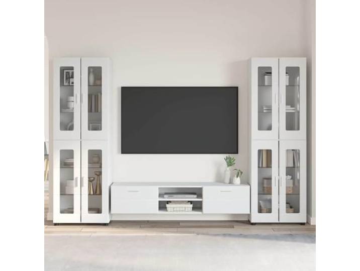 LPERTGFHU TV-Schrankset 3-TLG. Wohnwand, Holzwerkstoff, 150x39x30 cm, Weiß Robustes Design, Reichlich Stauraum, Inklusive 2 Highboards, Innenbereich