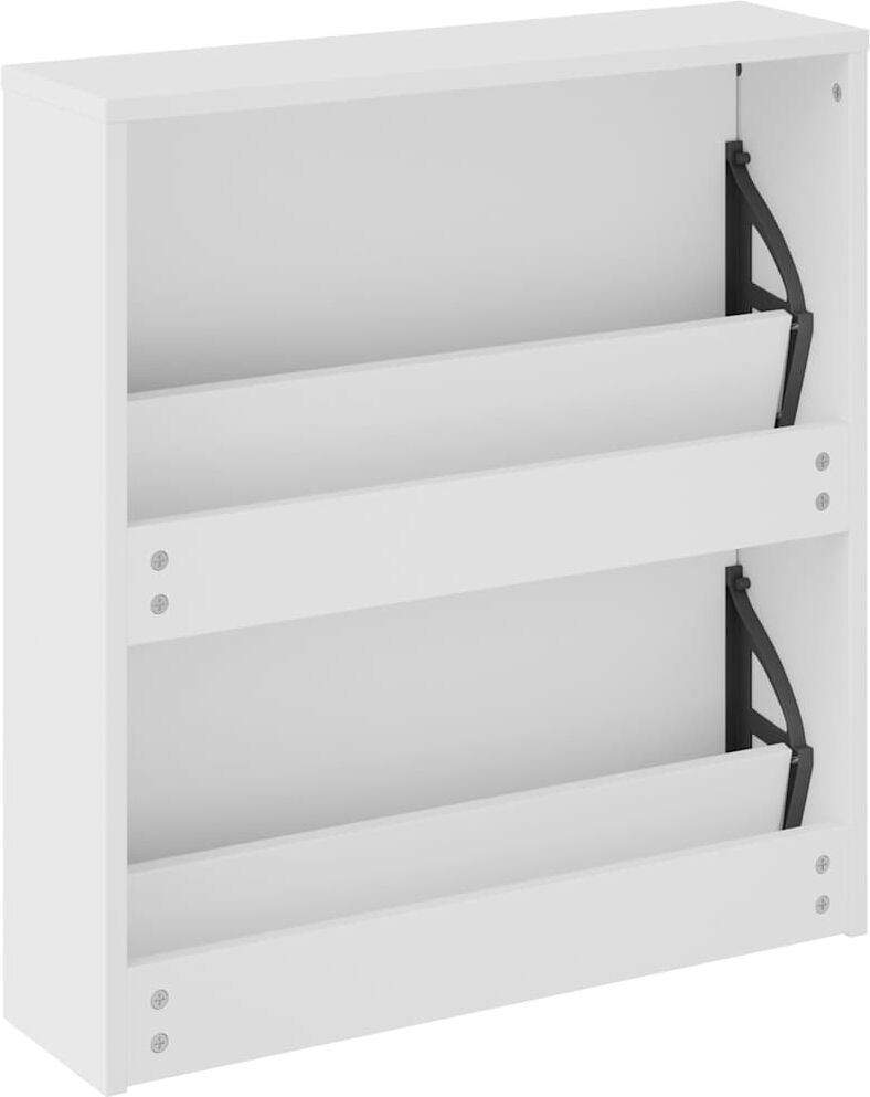 vidaXL Armoire à chaussures miroir 2 niveaux Blanc brillant 63x17x67cm