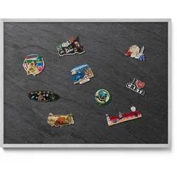 MAGNETTAFEL 80x60 cm Silberner Rahmen Steinwand Struktur