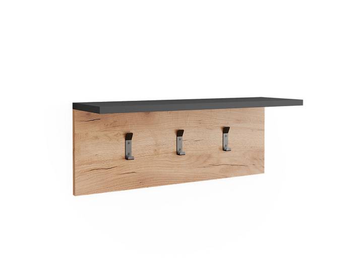 Vicco Garderobe MIT Hutablage Orlando Anthrazit/Goldkraft Eiche 60 x 21.6 cm, Anthrazit, Eichefarben, Holzwerkstoff, Rechteckig, 60x21.6x18 cm, Garderobe, Garderobenpaneele