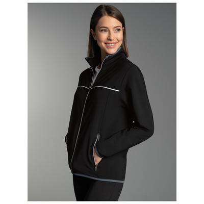 Trainingsjacke TRIGEMA "TRIGEMA Praktische Sportjacke aus Microfaser", Damen, Gr. M, schwarz, Strick, 92% Polyester, 8% Elasthan, lang, Jacken Trainingsjacke