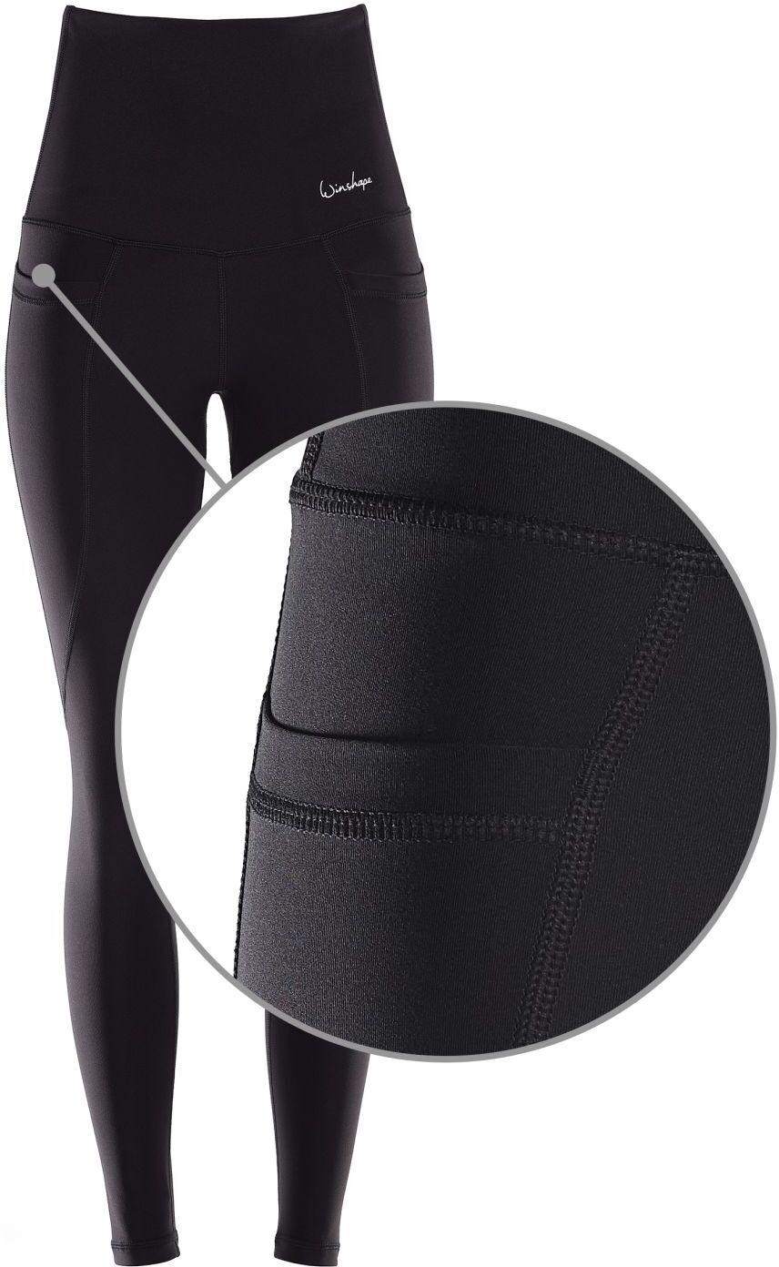 Leggings WINSHAPE "Functional Comfort HWL115C", Damen, Gr. XS, Normalgrössen, schwarz, 85% Polyester, 15% Elasthan, Hosen Leggings, High Waist mit praktischen Taschen schwarz XS, Normalgrössen