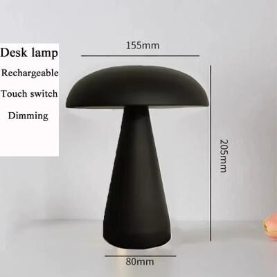 Inspire Select Retro Mushroom LED Table Lamp, Touch Sensor Rechargeable Bedside Light, Dimmable Reading Lamp For Bedroom Bar Decor black