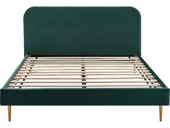 SalesFever Polsterbett Komfortables Bett für erholsamen Schlaf, Chrombeine in elegantem Goldton