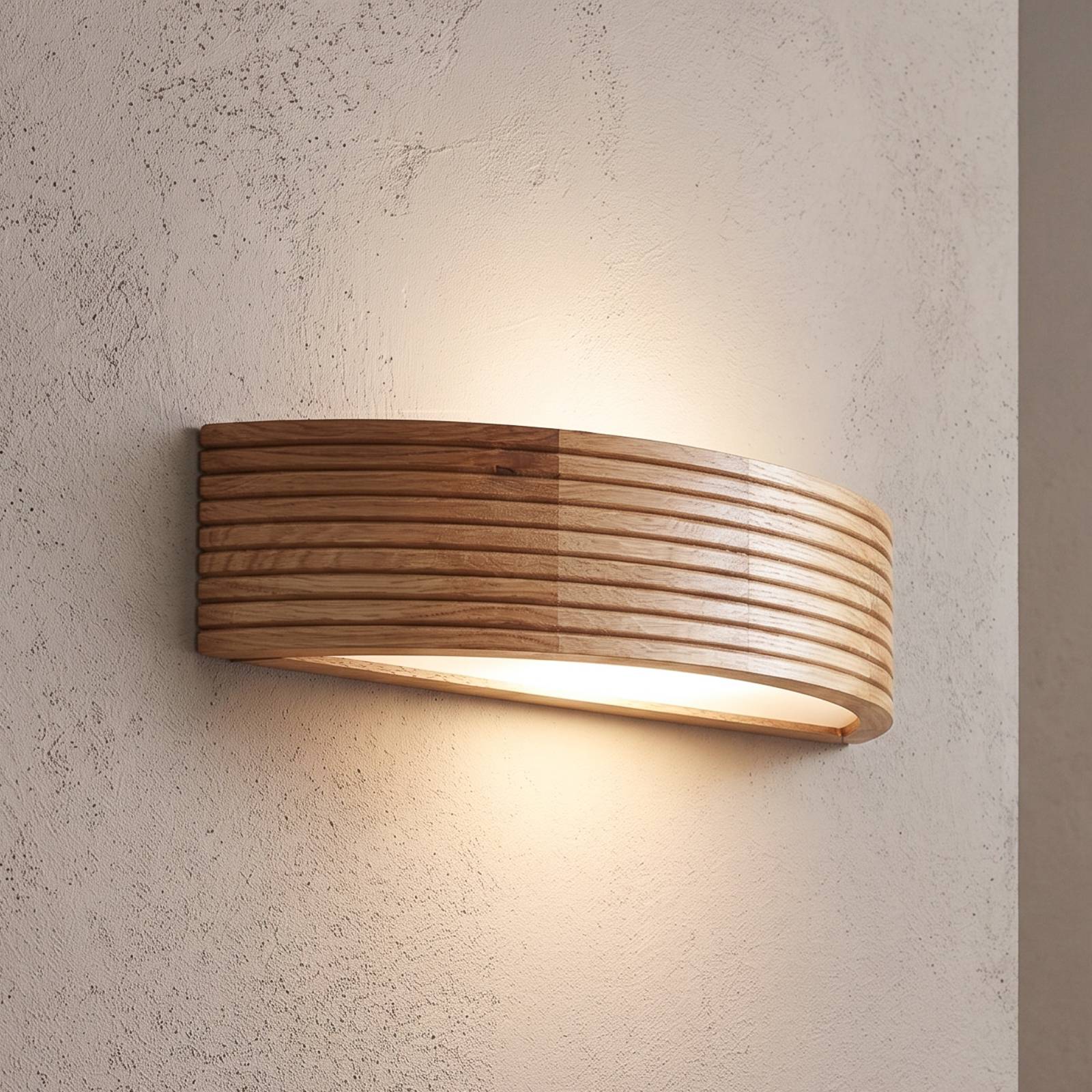 Wandlampe Oro Lamkur, dimmbar, Holz hell, für Wohn- / Esszimmer, Holz, Wandleuchte, Wandlampe Innen