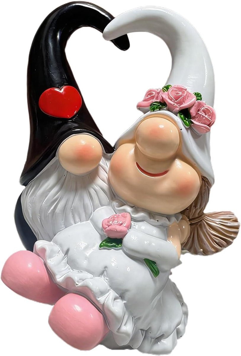 Handgemaakte witte kabouter beeldjes voor decoratie, Hoogte: 15 cm