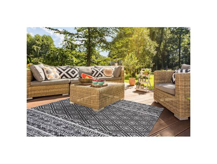 In-/Outdoorteppich Sunny 110 I Schwarz/Schwarz Webstoff 80 x 150cm
