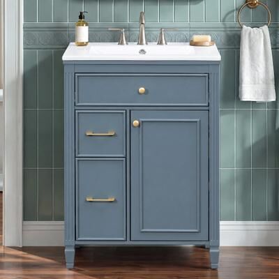 GREATPLANINC Ceramic Sink Top Bathroom Vanity Cabinet