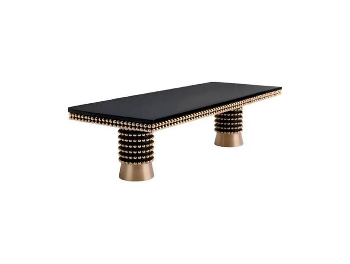 mukuhi Esstisch Esstisch Rechteckig Schwarz Gold 220x100 cm Luxus