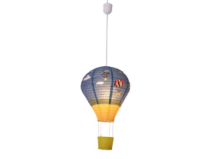 Pendelleuchten - Papier-Pendelleuchte \ BALLON\ , Hängelampe im Stil Junges Wohnen, aus Metall und Papier in bunt, 105 cm hoch, Ø 35 cm, E27-Fassung