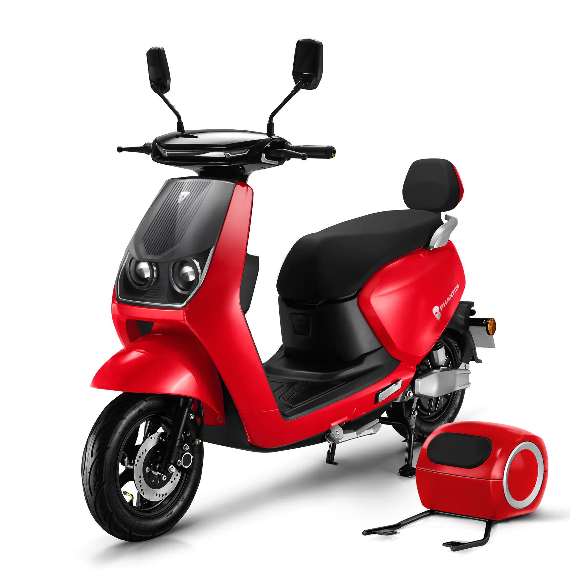 PHANTOM | E-Roller | Lithium-Akku | 1500 Watt | 60km | 42km/h | Rot | +Gepäckträger Elektro Roller | E Moped | E Motorroller