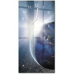 WANDUHR aus Glas 30x60 cm - Erde Weltall