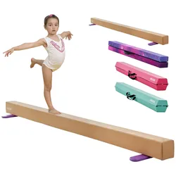 VEVOR Schwebebalken Gymnastik Kinder klappbar 2,4 m, 158,7 kg belastbarer Gymnastikbalken mit rutschfesten Unterseiten, Balance Balken Balancierbalken mit Tragetasche & Holzkern für Fitnessstudio