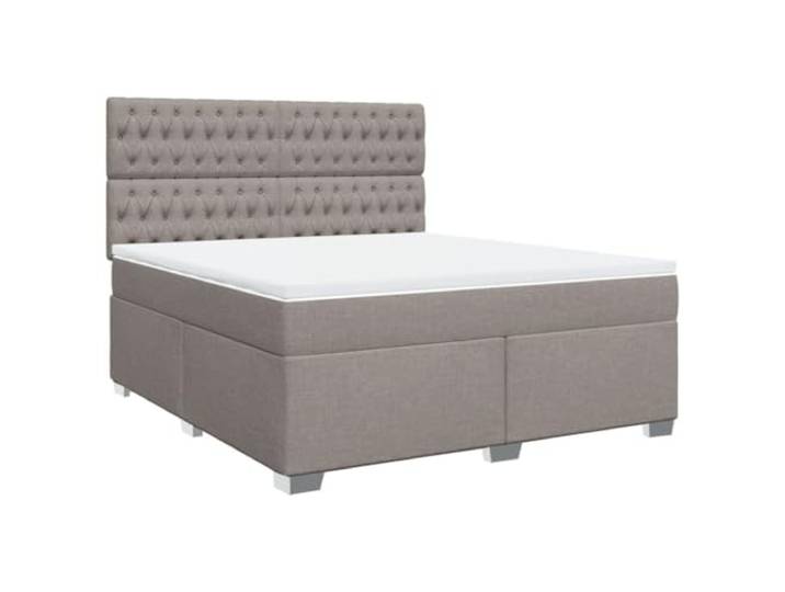 KKgypkn Boxspringbett mit Taschenfederkernmatratze 180x200 cm, Taupe, Stoff, höhenverstellbares Kopfteil, inklusive Lattenrost