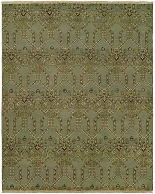 KALATY Transitional Green Flatweave Wool Area Rug